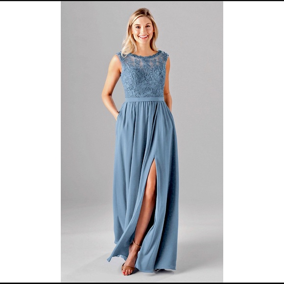 kennedy blue slate blue dress Tiffany Adjustable Satin Bridesmaid Dress
